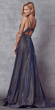Juliet 208 Cut-Out Strappy Back Glitter Long Dress