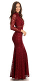 CLEARANCE - Eureka 2095 Long Sleeve Lace Dress Mock 2-Piece High Neck (Size Small)