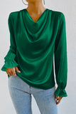 Silky Emerald Long-sleeve Blouse