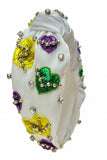 King Cake Sweetheart Topknot Beaded Headband
