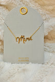 Golden Script Mama Necklace
