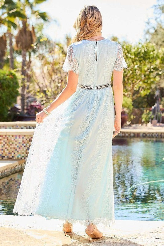 Something Blue Lace Maxi Dress M Something Blue Lace Maxi Dress M