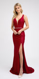 Juliet 237 Strappy-Back Long Prom Dress with Slit