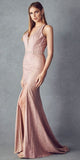 Juliet 237 Strappy-Back Long Prom Dress with Slit