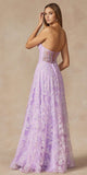 Juliet 2403 Long Butterfly Glitter Embroidered Gown with Corset Top