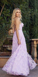 Juliet 2403 Long Butterfly Glitter Embroidered Gown with Corset Top