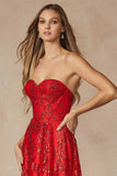 Juliet 2403 Long Butterfly Glitter Embroidered Gown with Corset Top