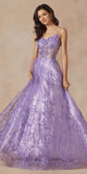 Juliet 2414 Floor Length A-Line Glitter Lace Tulle Ball Gown