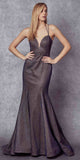 Juliet 242 Metallic Mermaid Long Prom Dress Lace-Up Back