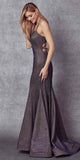 Juliet 242 Metallic Mermaid Long Prom Dress Lace-Up Back