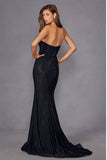 Juliet JT2472R Long Strapless Rhinestone Details Sweetheart Fitted Gown