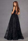 Juliet JT2495A Long A-Line Floral Lace Evening Gown
