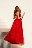 Juliet JT2495A Long A-Line Floral Lace Evening Gown