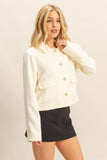Luméa Textured Gold Button Jacket – Ivory