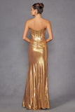 Juliet JT2500A Strapless Fitted Metallic Formal Gown