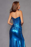 Juliet JT2500A Strapless Fitted Metallic Formal Gown