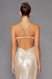 Juliet JT2502A Dress Long Halter Neck Fitted Metallic Gown