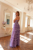 Juliet JT2508A Sweetheart Keyhole Neckline Ruffled Tier Skirt Gown