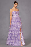 Juliet JT2508A Sweetheart Keyhole Neckline Ruffled Tier Skirt Gown