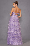 Juliet JT2508A Sweetheart Keyhole Neckline Ruffled Tier Skirt Gown