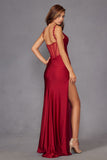 Juliet JT2518i Long Fitted Floral Strap Evening Gown Side Slit