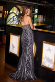 Juliet JT2525L Luxury High End Strapless Fitted Evening Gown