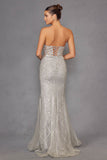 Juliet JT2525L Luxury High End Strapless Fitted Evening Gown