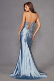 Juliet JT2534K Strapless Sweetheart Boned Corset Satin Prom Gown