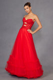 Juliet JT2561S Strapless Sweetheart Keyhole Bodice Tulle A-Line Gown