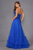 Juliet JT2561S Strapless Sweetheart Keyhole Bodice Tulle A-Line Gown