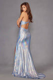 Juliet JT2567U Metallic Fitted Evening Gown