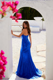 Juliet JT2578H Long Sweetheart Strapless Fitted Metallic Prom Gown