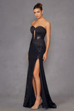 Juliet JT2578H Long Sweetheart Strapless Fitted Metallic Prom Gown