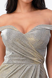 CLEARANCE - La Scala 25854 Off The Shoulder Glittery Jacquard Gathered Gown (Size L)