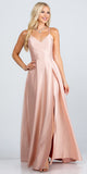 CLEARANCE - La Scala 25895 Open Side Back Spaghetti Tie Stretch Satin Gown (Size XL)