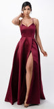 CLEARANCE - La Scala 25895 Open Side Back Spaghetti Tie Stretch Satin Gown (Size XL)