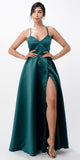 CLEARANCE - La Scala 25895 Open Side Back Spaghetti Tie Stretch Satin Gown (Size XL)