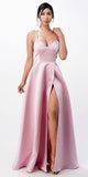CLEARANCE - La Scala 25895 Open Side Back Spaghetti Tie Stretch Satin Gown (Size XL)