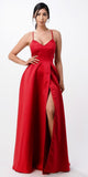 CLEARANCE - La Scala 25895 Open Side Back Spaghetti Tie Stretch Satin Gown (Size XL)