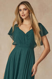 Juliet 261 Flutter Sleeve Formal Dress Cascade Back