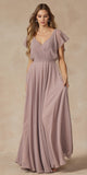 Juliet 261 Flutter Sleeve Formal Dress Cascade Back