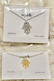 Elegant Hamsa Hand Pendant Necklace – 14K Gold Dipped or Rhodium Plated