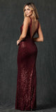 Juliet 264 Long Fitted Sequin Dress Sheer Sides