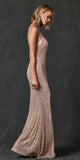 Juliet 264 Long Fitted Sequin Dress Sheer Sides