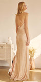 Juliet 273 Long Sequin Gown with V-neck and Slit