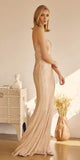 Juliet 273 Long Sequin Gown with V-neck and Slit