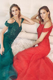 Juliet 281 Long Fully Mesh Gown Off the Shoulder Sleeves Mermaid Skirt