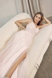 Juliet 283 3D Flowers Embroidered Tulle Glitter Skirt High Slit