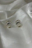 Silver Seashell Clam Huggie Hoop Earrings