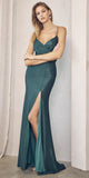 Juliet 284 Long Ruched Bodice Mermaid Evening Gown with Slit